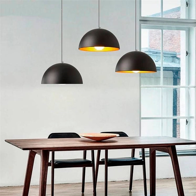 LÁMPARA COLGANTE CAMPANA DE ALUMINO ABIGAIL BLACK / SIN FOCO
