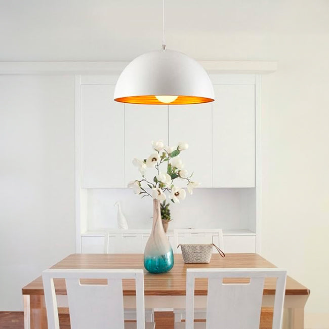 LÁMPARA COLGANTE CAMPANA DE ALUMINO ABIGAIL WHITE / SIN FOCO