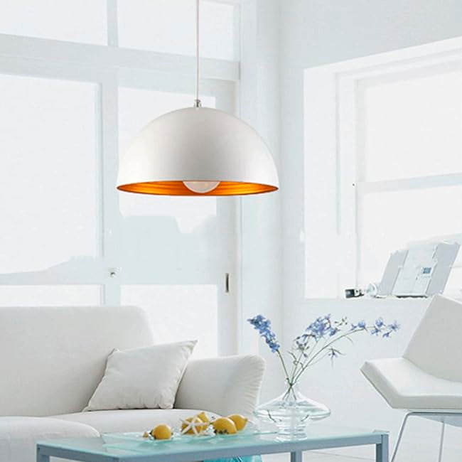 LÁMPARA COLGANTE CAMPANA DE ALUMINO ABIGAIL WHITE / SIN FOCO