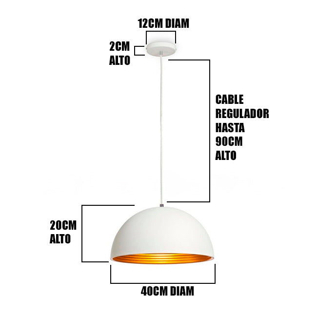 LÁMPARA COLGANTE CAMPANA DE ALUMINO ABIGAIL WHITE / SIN FOCO