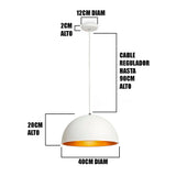 LÁMPARA COLGANTE CAMPANA DE ALUMINO ABIGAIL WHITE / SIN FOCO