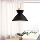 LÁMPARA COLGANTE CAMPANA DE ALUMINIO LUISA BLACK AND WOOD / SIN FOCO