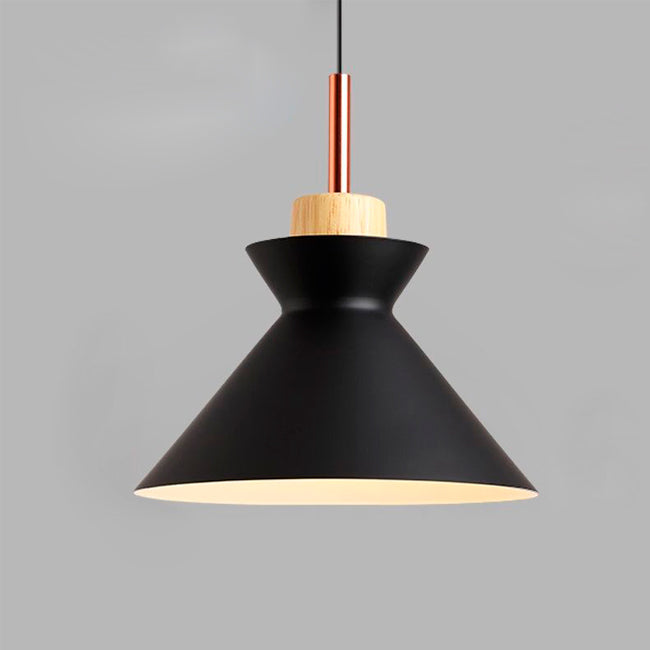 LÁMPARA COLGANTE CAMPANA DE ALUMINIO LUISA BLACK AND WOOD / SIN FOCO