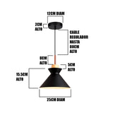 LÁMPARA COLGANTE CAMPANA DE ALUMINIO LUISA BLACK AND WOOD / SIN FOCO