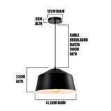 LÁMPARA COLGANTE CAMPANA DE ALUMINIO VALERIA BLACK / SIN FOCO