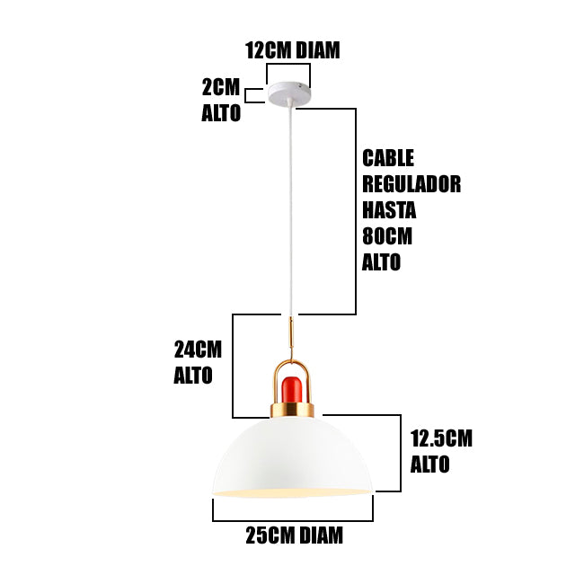 LÁMPARA COLGANTE CAMPANA DE ALUMINIO FRANCIA WHITE / SIN FOCO