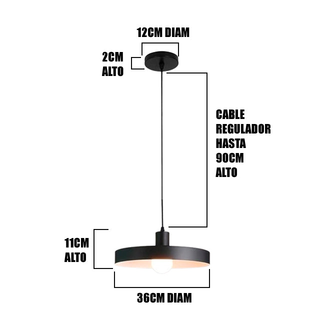 LÁMPARA COLGANTE CAMPANA DE ALUMINIO STANFORD BLACK / SIN FOCO