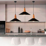 LÁMPARA COLGANTE CAMPANA DE ALUMINIO PRINCETON BLACK AND WOOD / SIN FOCO