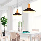 LÁMPARA COLGANTE CAMPANA DE ALUMINIO PRINCETON BLACK AND WOOD / SIN FOCO