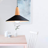 LÁMPARA COLGANTE CAMPANA DE ALUMINIO PRINCETON BLACK AND WOOD / SIN FOCO