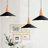 LÁMPARA COLGANTE CAMPANA DE ALUMINIO PRINCETON BLACK AND WOOD / SIN FOCO