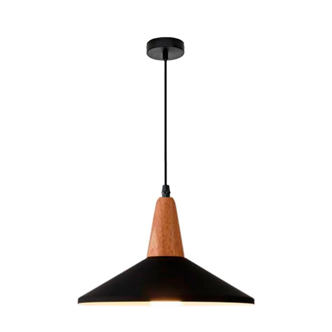 LÁMPARA COLGANTE CAMPANA DE ALUMINIO PRINCETON BLACK AND WOOD / SIN FOCO