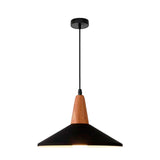 LÁMPARA COLGANTE CAMPANA DE ALUMINIO PRINCETON BLACK AND WOOD / SIN FOCO