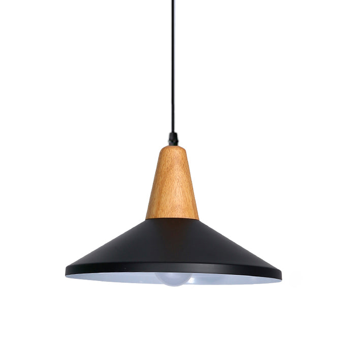 LÁMPARA COLGANTE CAMPANA DE ALUMINIO PRINCETON BLACK AND WOOD / SIN FOCO