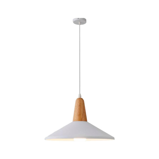 LÁMPARA COLGANTE CAMPANA DE ALUMINIO PRINCETON WHITE AND WOOD / SIN FOCO