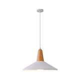 LÁMPARA COLGANTE CAMPANA DE ALUMINIO PRINCETON WHITE AND WOOD / SIN FOCO