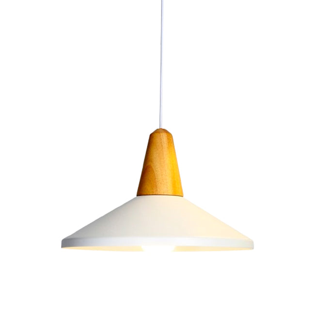 LÁMPARA COLGANTE CAMPANA DE ALUMINIO PRINCETON WHITE AND WOOD / SIN FOCO
