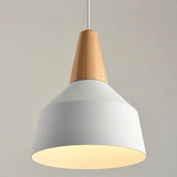 LÁMPARA COLGANTE CAMPANA DE ALUMINIO CALIFORNIA WHITE AND WOOD / SIN FOCO