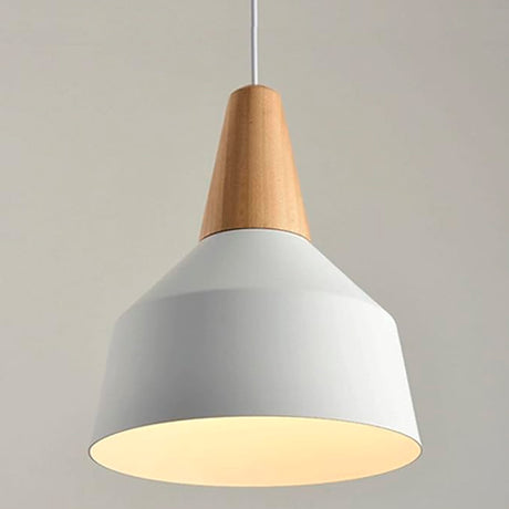 LÁMPARA COLGANTE CAMPANA DE ALUMINIO CALIFORNIA WHITE AND WOOD / SIN FOCO