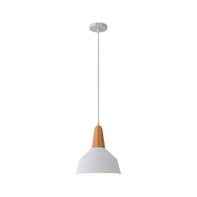 LÁMPARA COLGANTE CAMPANA DE ALUMINIO CALIFORNIA WHITE AND WOOD / SIN FOCO