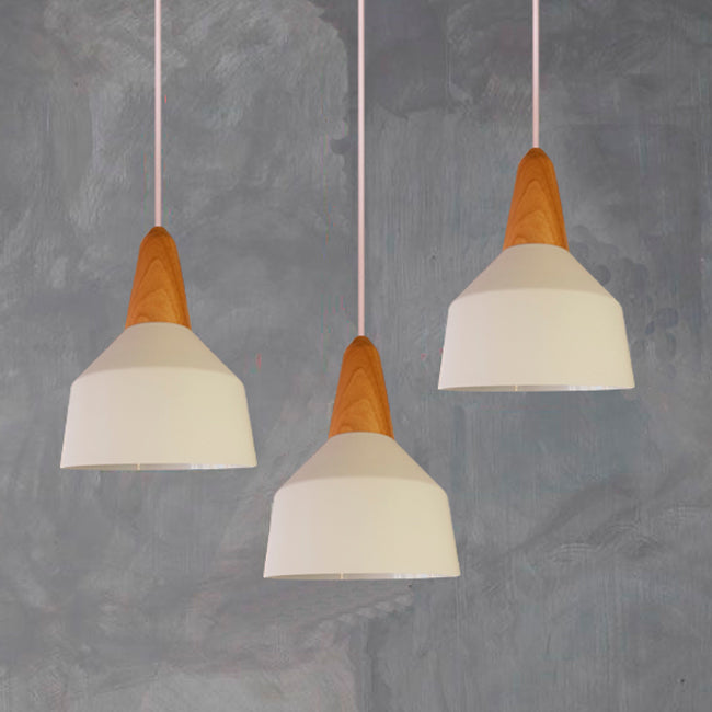 LÁMPARA COLGANTE CAMPANA DE ALUMINIO CALIFORNIA WHITE AND WOOD / SIN FOCO