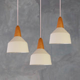 LÁMPARA COLGANTE CAMPANA DE ALUMINIO CALIFORNIA WHITE AND WOOD / SIN FOCO