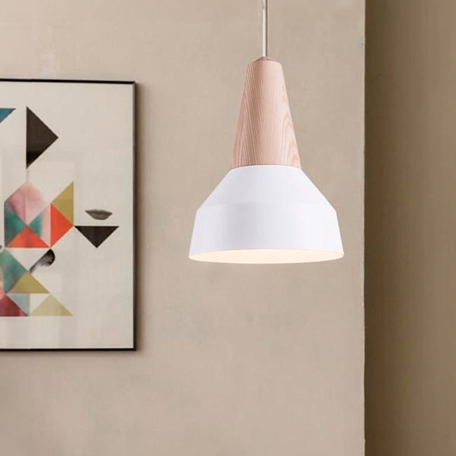 LÁMPARA COLGANTE CAMPANA DE ALUMINIO CALIFORNIA WHITE AND WOOD / SIN FOCO