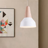 LÁMPARA COLGANTE CAMPANA DE ALUMINIO CALIFORNIA WHITE AND WOOD / SIN FOCO