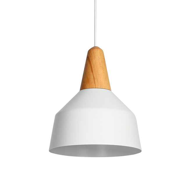 LÁMPARA COLGANTE CAMPANA DE ALUMINIO CALIFORNIA WHITE AND WOOD / SIN FOCO