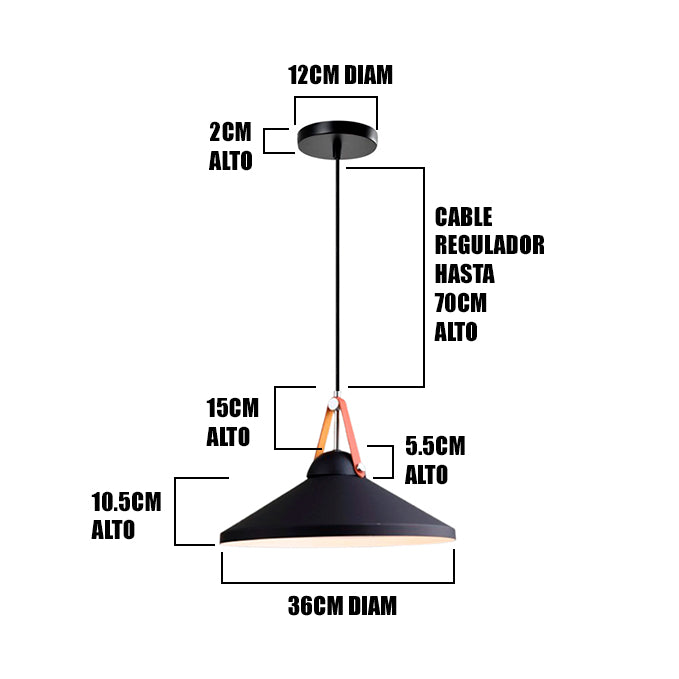 LÁMPARA COLGANTE CAMPANA DE ALUMINIO COLUMBIA BLACK / SIN FOCO