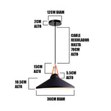 LÁMPARA COLGANTE CAMPANA DE ALUMINIO COLUMBIA BLACK / SIN FOCO