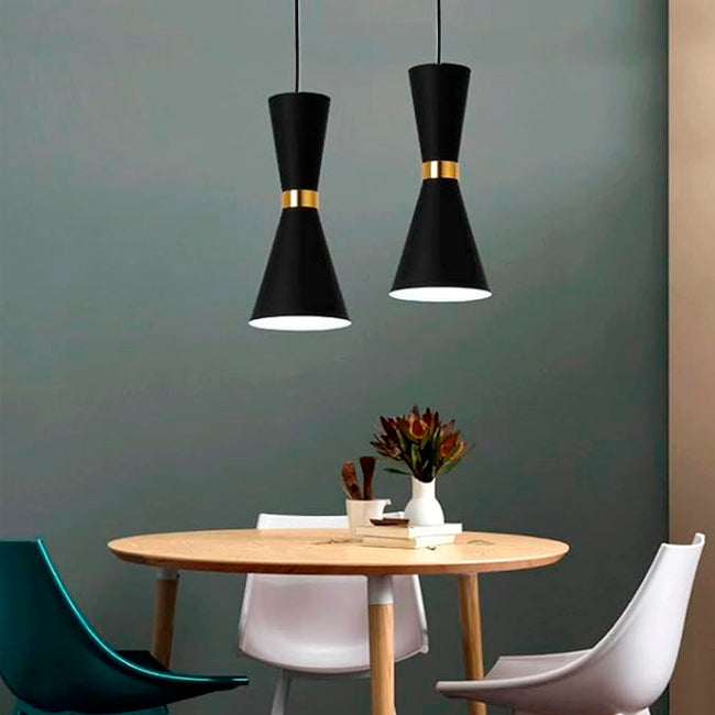 LÁMPARA COLGANTE CAMPANA DE ALUMINIO CAMBRIDGE BLACK AND GOLD / SIN FOCO