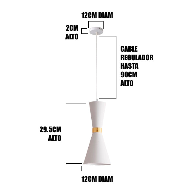 LÁMPARA COLGANTE CAMPANA DE ALUMINIO CAMBRIDGE WHITE AND GOLD / SIN FOCO
