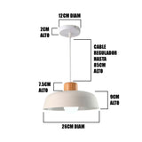 LÁMPARA COLGANTE CAMPANA DE ALUMINIO SOFIA WHITE AND WOOD / SIN FOCO