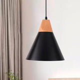 LÁMPARA COLGANTE CAMPANA DE ALUMINIO ALBERTA BLACK AND WOOD / SIN FOCO