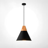 LÁMPARA COLGANTE CAMPANA DE ALUMINIO ALBERTA BLACK AND WOOD / SIN FOCO