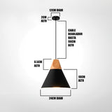 LÁMPARA COLGANTE CAMPANA DE ALUMINIO ALBERTA BLACK AND WOOD / SIN FOCO