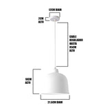 LÁMPARA COLGANTE CAMPANA DE ALUMINIO ZURICH WHITE / SIN FOCO
