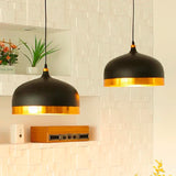 LÁMPARA COLGANTE CAMPANA DE ALUMINIO SIDNEY BLACK AND GOLD / SIN FOCO