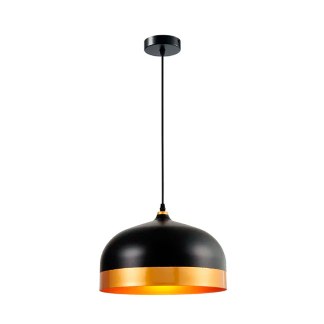 LÁMPARA COLGANTE CAMPANA DE ALUMINIO SIDNEY BLACK AND GOLD / SIN FOCO