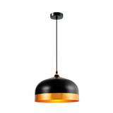 LÁMPARA COLGANTE CAMPANA DE ALUMINIO SIDNEY BLACK AND GOLD / SIN FOCO