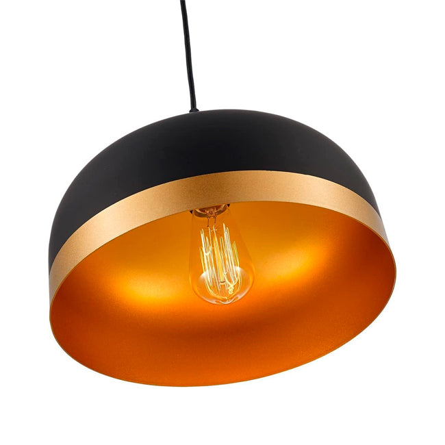 LÁMPARA COLGANTE CAMPANA DE ALUMINIO SIDNEY BLACK AND GOLD / SIN FOCO