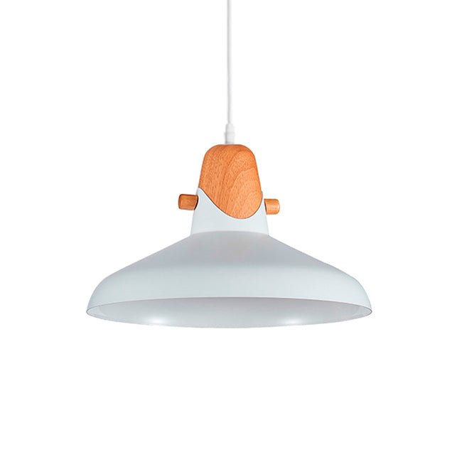 LÁMPARA COLGANTE CAMPANA DE ALUMINIO POLONIA WHITE AND WOOD / SIN FOCO