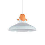 LÁMPARA COLGANTE CAMPANA DE ALUMINIO POLONIA WHITE AND WOOD / SIN FOCO