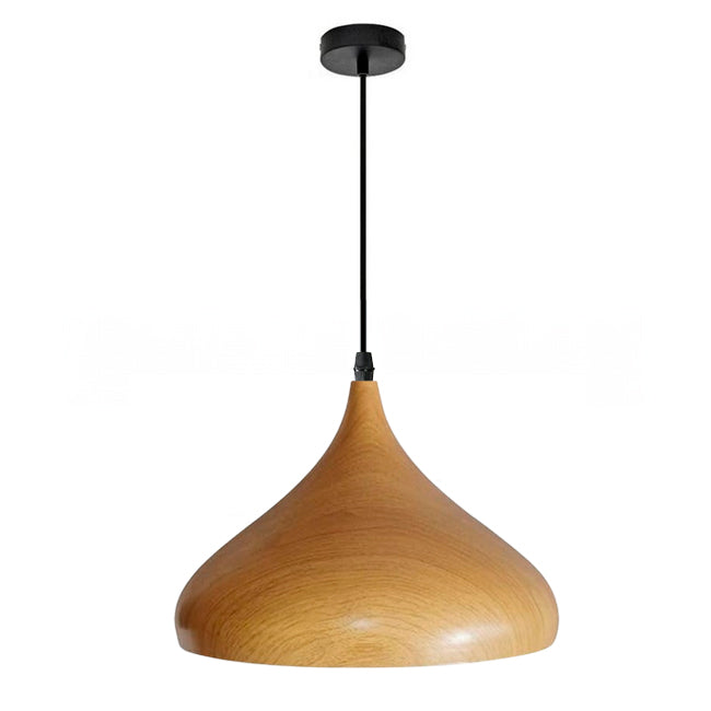 LÁMPARA COLGANTE CAMPANA DE ALUMINIO WOOD NOREL / SIN FOCO