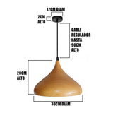 LÁMPARA COLGANTE CAMPANA DE ALUMINIO WOOD NOREL / SIN FOCO
