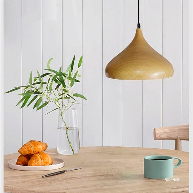 LÁMPARA COLGANTE CAMPANA DE ALUMINIO WOOD NOREL / SIN FOCO