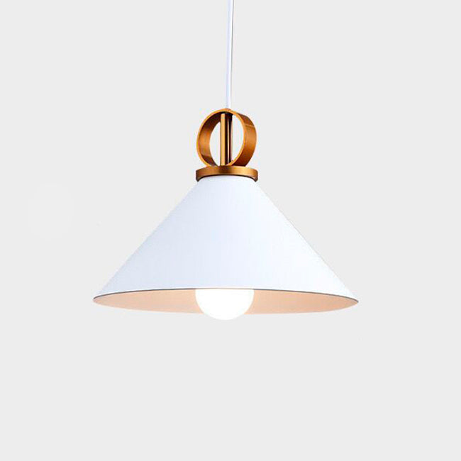 LÁMPARA COLGANTE CAMPANA DE ALUMINIO LUZ WHITE AND GOLD / SIN FOCO