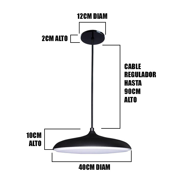 LÁMPARA COLGANTE CAMPANA UFO DE ALUMINIO ROXY BLACK LED