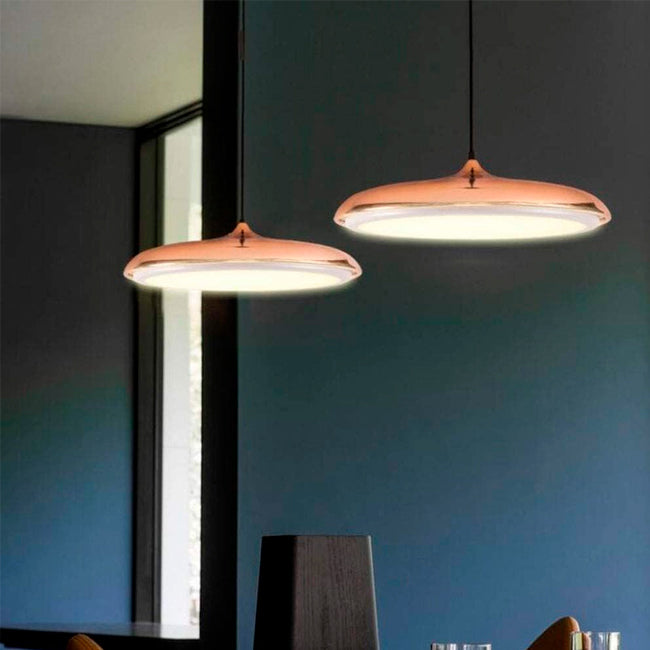 LÁMPARA COLGANTE CAMPANA UFO DE ALUMINIO ROXY ROSE GOLD LED